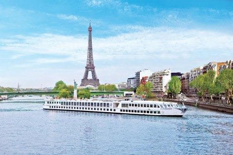 Uniworld's River Baroness sails to the glittering city of Paris, France. Photo courtesy of Uniworld Boutique River Cruises