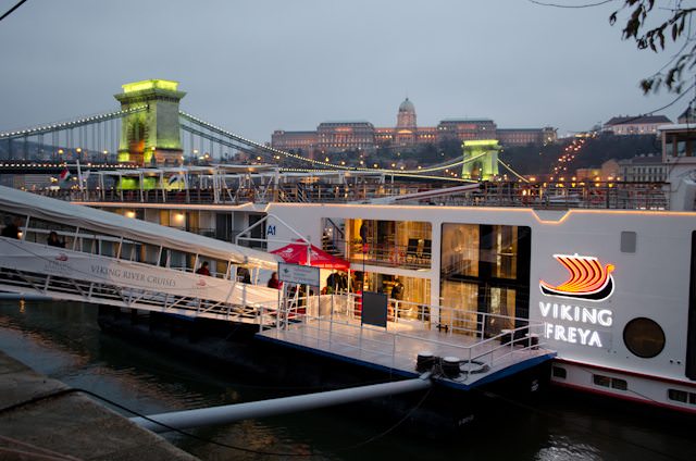 Viking Freya in Budapest in December 2012 for one of her Christmas Markets voyages. Photo © 2012 Aaron Saunders