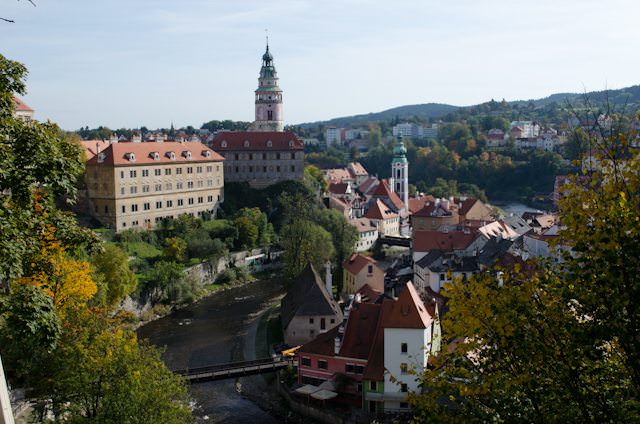 The beautiful town of Cesky Krumlov, seen from Cesky Krumlov Castle. Photo © 2012 Aaron Saunders