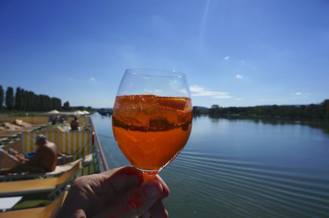 Reflecting on A-ROSA Stella over an Aperol Spritz. @ 2013 Ralph Grizzle