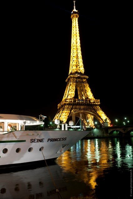 Seine Princess docked in Paris, within sight of the Eiffel Tower. Photo courtesy of CroisiEurope. 