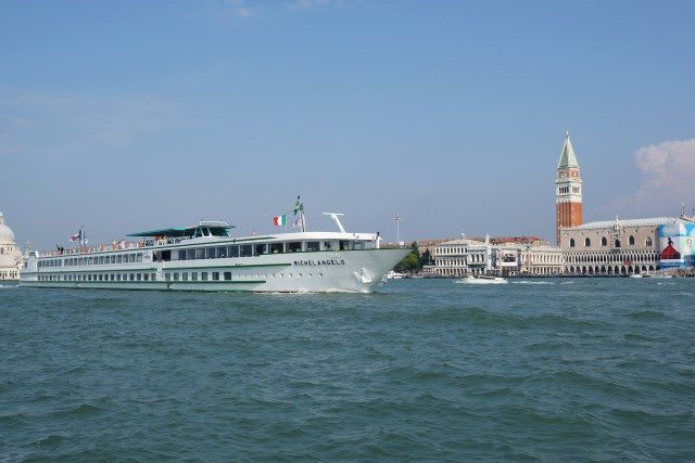 CroisiEurope's Le Michelangelo passing the famous Doge's Palace in Venice, Italy. Photo courtesy of CroisiEurope. 