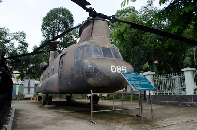 One of the helicopters utilized by the United States during the Vietnam War, on display at the War Remnants Museum in Ho Chi Minh City. Photo © 2013 Aaron Saunders