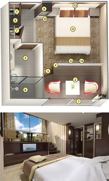 The ms Inspire's new Category 3 staterooms will feature an innovative loft design. Photo-illustration courtesy of Tauck.