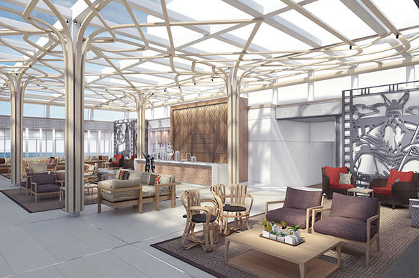 The Wintergarden aboard Viking Star will feature a retractable roof and will be conveniently situated near the midships pool. Illustration courtesy of Viking Cruises