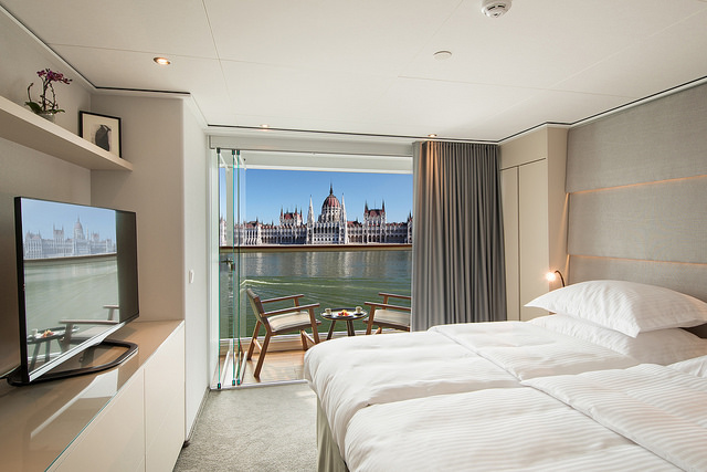 Staterooms aboard Emerald Cruises are crisp and modern. Photo courtesy of Emerald Cruises