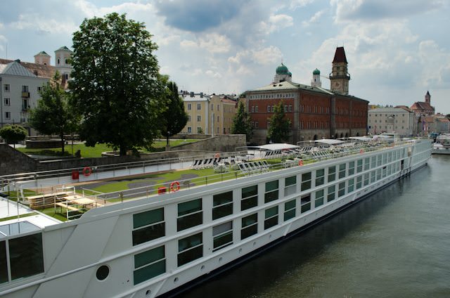 Emerald Cruises' Emerald Star docked in the German city of Passau. Photo © 2014 Aaron Saunders