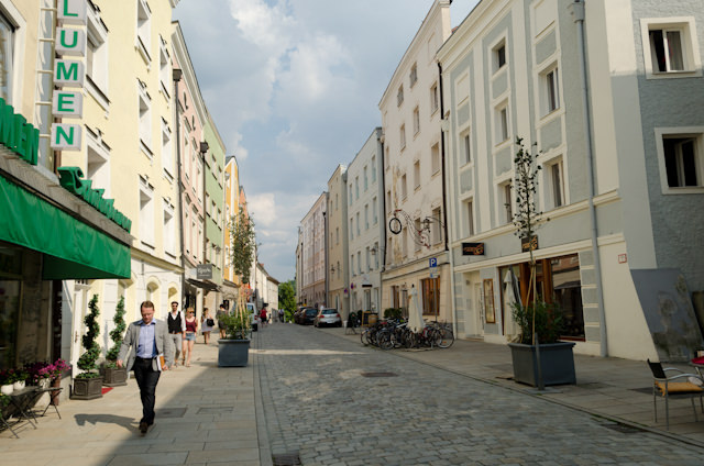 The streets of Passau are very pedestrian-friendly, and the entire city can easily be explored on foot. Photo © 2014 Aaron Saunders