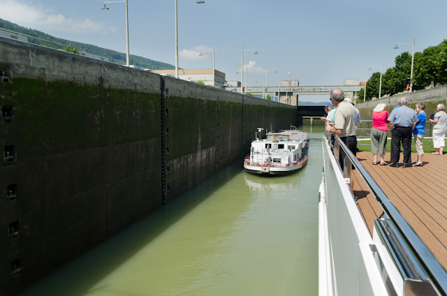 Entering one of the many locks on our way to Passau...Photo © 2014 Aaron Saunders