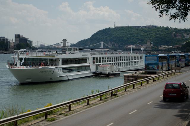 Cities like Budapest, Hungary have an enormous number of docking locations. Here, Emerald Cruises' Emerald Star is docked on the Buda side of the city. Photo © 2014 Aaron Saunders 