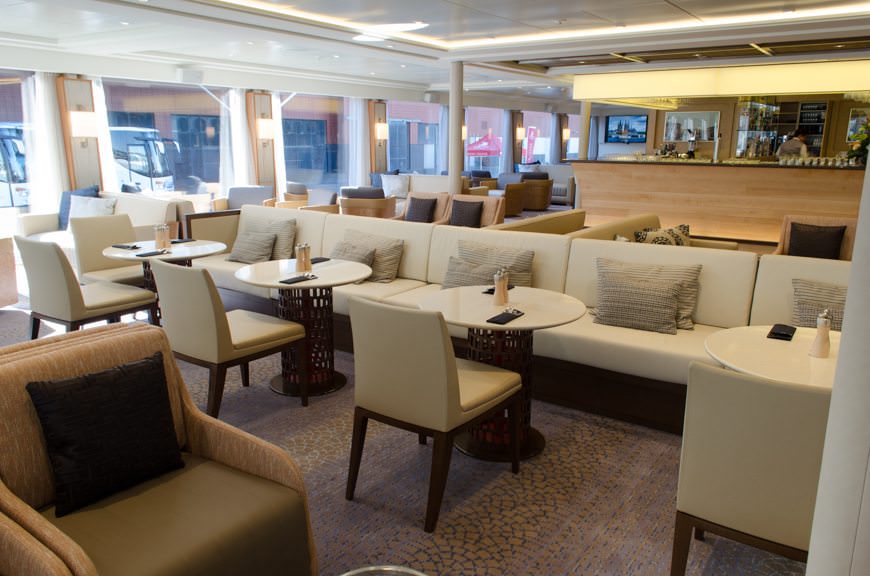 Changes are everywhere aboard the newest generation of Viking Longships - if you know where to look. Shown here is the Viking Lounge aboard Viking Skirnir. Photo © 2015 Aaron Saunders