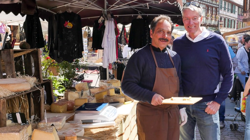 Me and the "cheese man" at the market in Obernai. © 2015 Ralph Grizzle