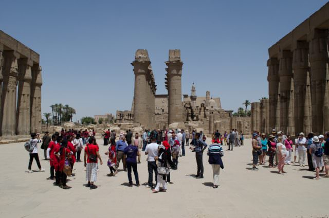 Tourists at Luxor Temple on April 12, 2015. Photo © 2015 Aaron Saunders