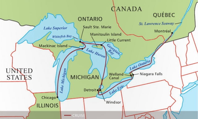 Haimark's Historic Saint Lawrence River & The Five Great Lakes itinerary is one of the most comprehensive explorations of the region. Illustration courtesy of Haimark. 