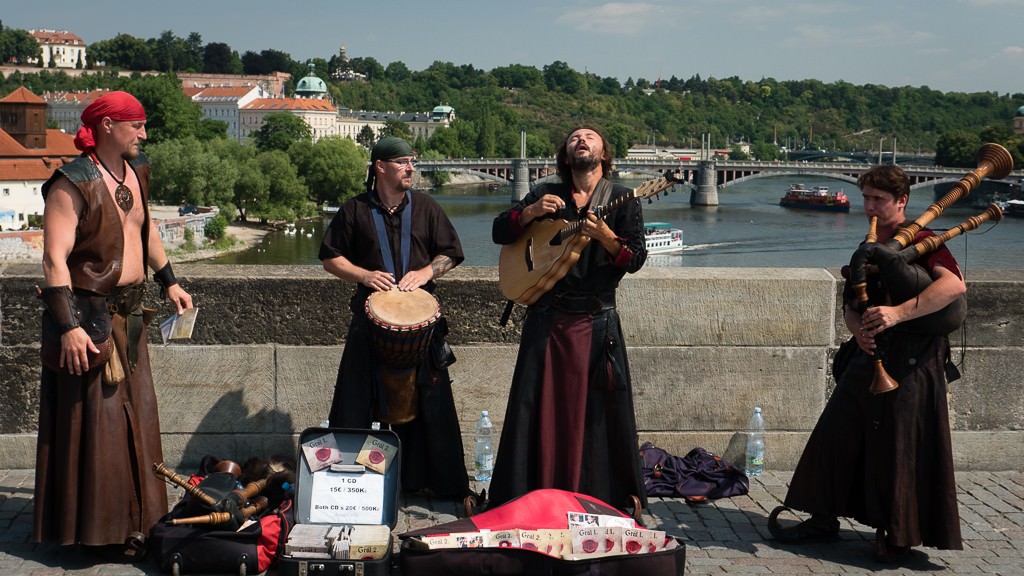 Medieval-costumed performers