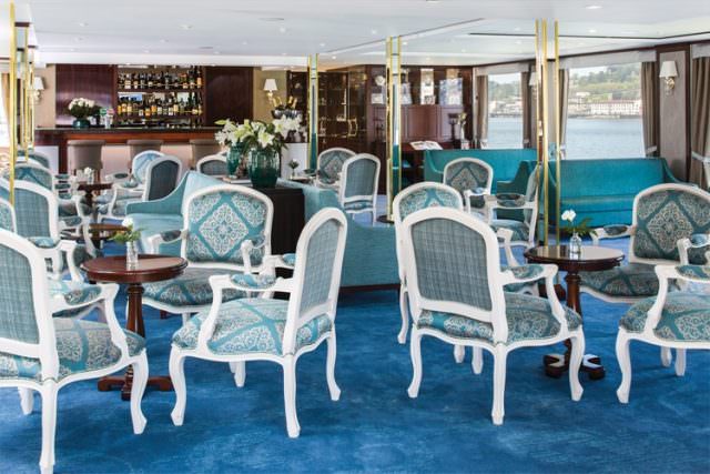 Main lounge on Queen Isabel. Photo courtesy of Uniworld.