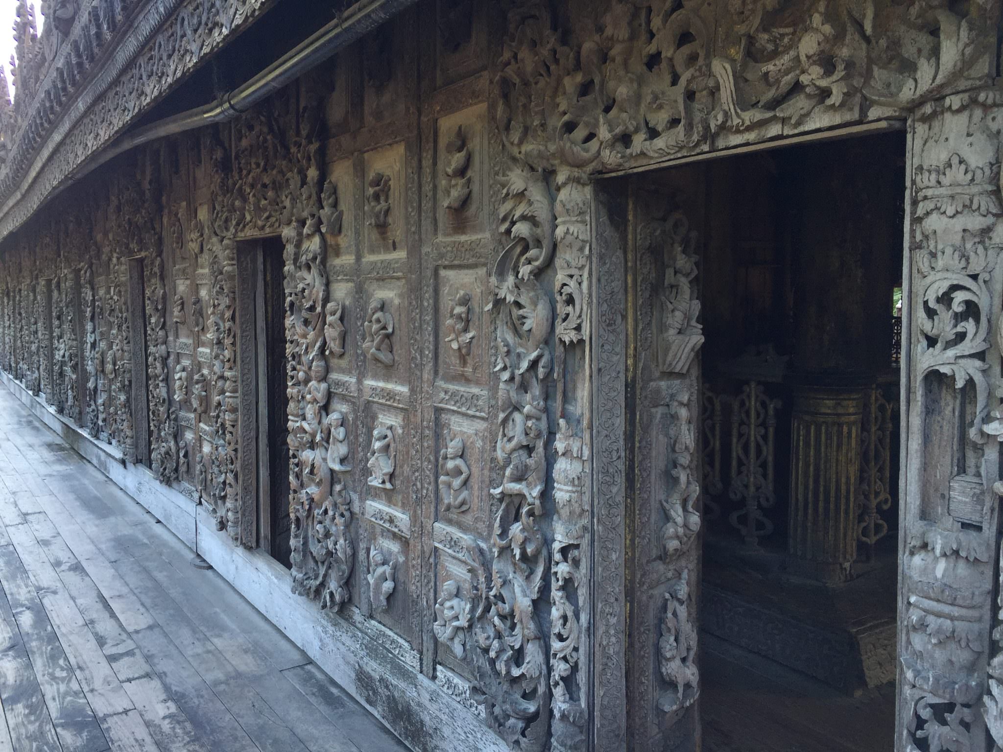 Every inch of the Palace is carved with stories and iconography of Buddhism. © 2015 Gail Jessen
