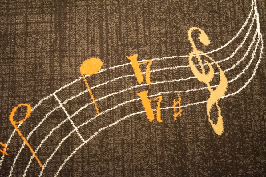 This random River Voyager carpet shot reveals the jazz and music theme that runs throughout the ship. Photo © 2016 Aaron Saunders