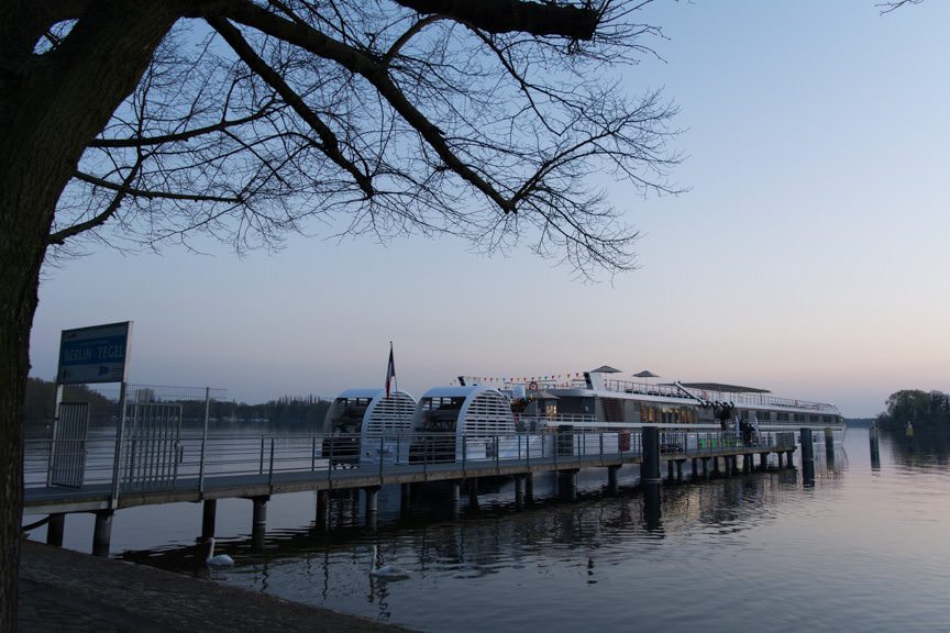The Elbe Princesse docked at the Greenwichpromenade Docks on the evening of April 14, 2016. Photo © 2016 Aaron Saunders