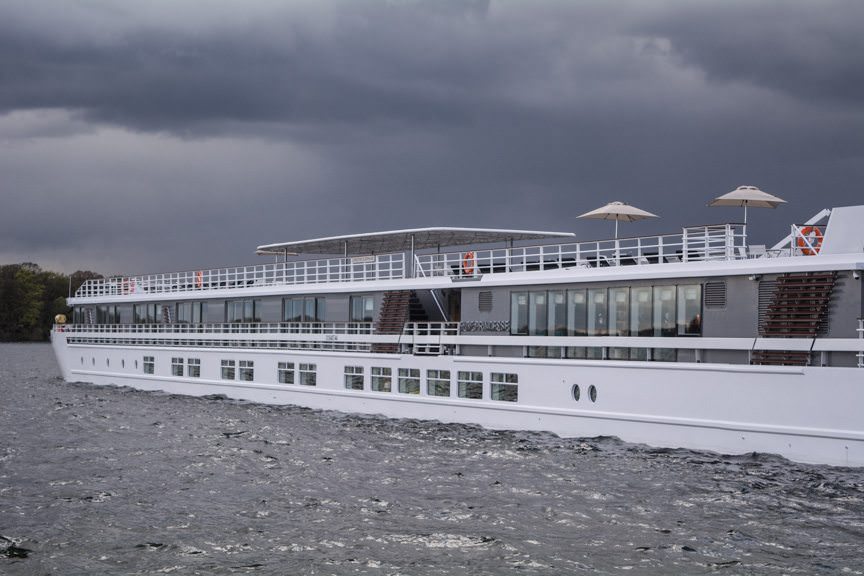 CroisiEurope's Elbe Princesse, docked in Berlin-Tegel on a stormy afternoon. Photo © 2016 Aaron Saunders