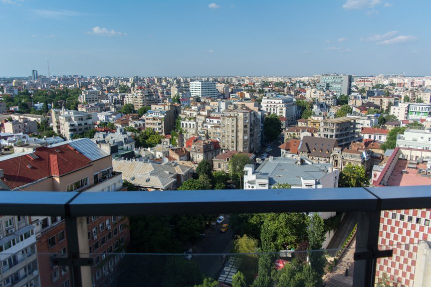 Bucharest, Romania, as seen from my balcony on the evening of July 6, 2016. Photo © 2016 Aaron Saunders