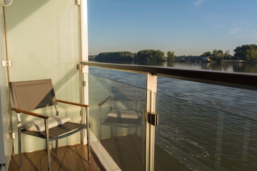 This is why you get a balcony on a river cruise: dawn aboard Viking River Cruises' Viking Embla as we sail towards Vukovar, Croatia. Photo ©  2016 Aaron Saunders
