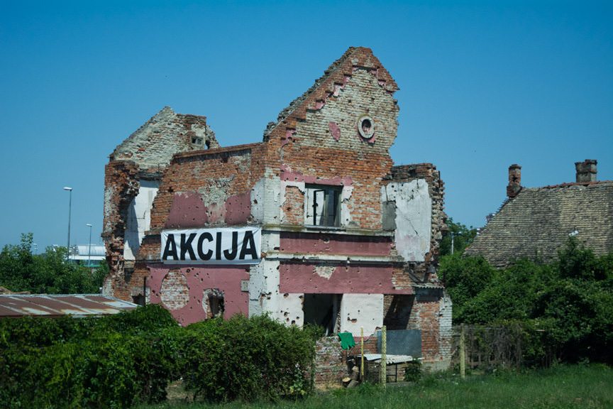 Damage inflicted during the Croatian War of Independence of 1991 is still very much evident in Vukovar and Osijek, Croatia. Photo ©  2016 Aaron Saunders