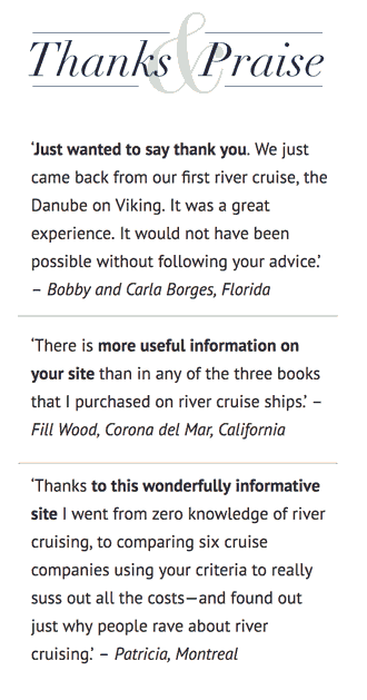 river cruise advisor testimonials